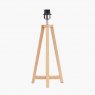 Pacific Whitby Natural Wood Tapered 4 Post Table Lamp Base & Linen Lampshade