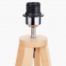 Pacific Whitby Natural Wood Tapered 4 Post Table Lamp Base & Linen Lampshade
