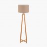 Pacific Whitby Natural Wood Tapered 4 Post Floor Lamp & Linen Shade