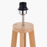Pacific Whitby Natural Wood Tapered 4 Post Floor Lamp & Linen Shade