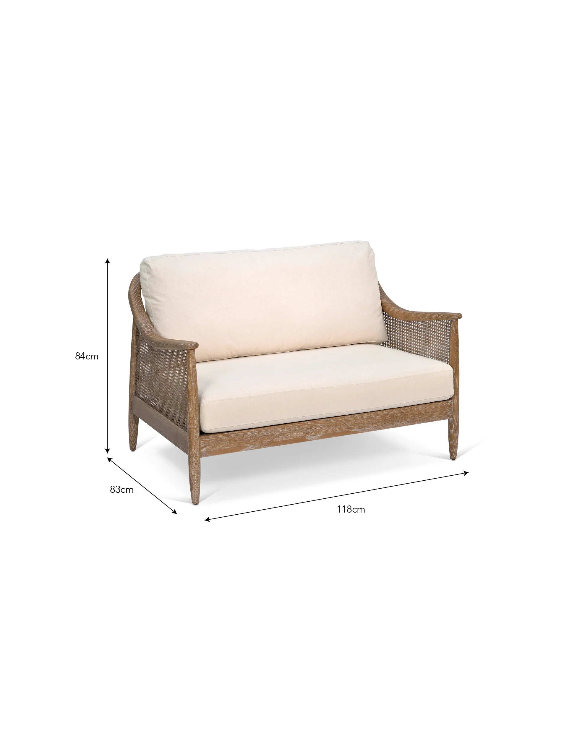 Rattan 2 Seater Sofa Oatmeal