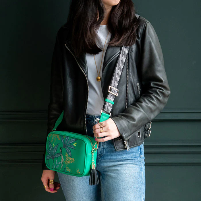 Sara Miller Camera Crossbody Bag- Green Botanic