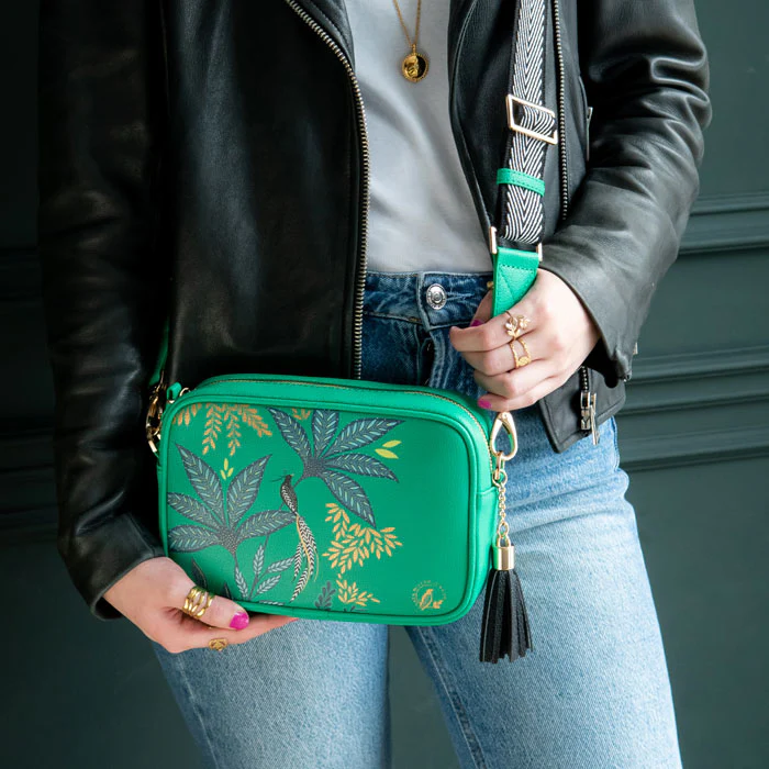 Sara Miller Camera Crossbody Bag- Green Botanic