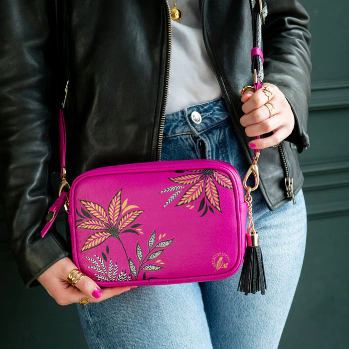 Sara Miller Camera Crossbody Bag - Pink Botanic