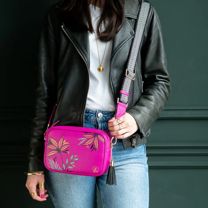 Sara Miller Camera Crossbody Bag - Pink Botanic