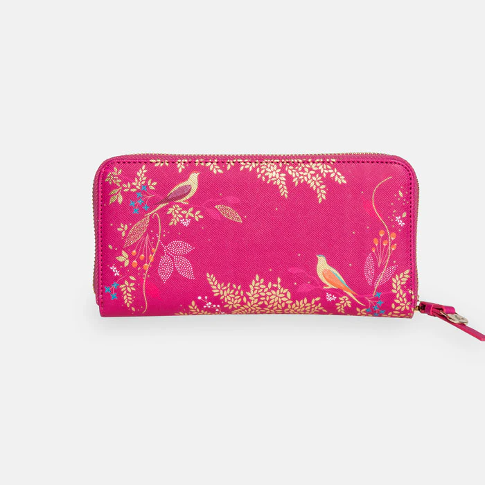 Sara Miller Large Zip Purse - Pink Birds