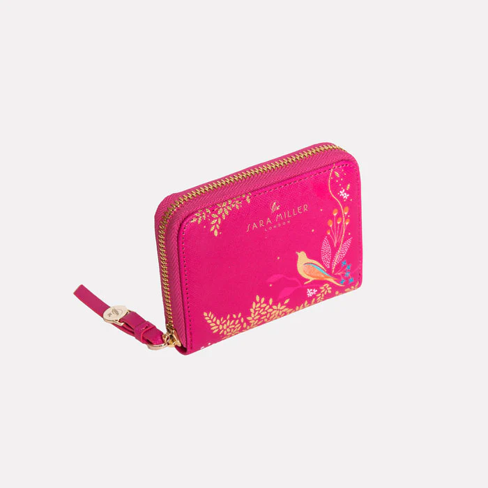 Sara Miller Small Zip Purse - Pink Birds