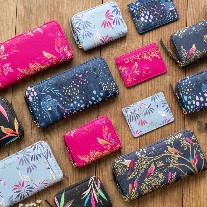 Sara Miller Small Zip Purse - Pink Birds