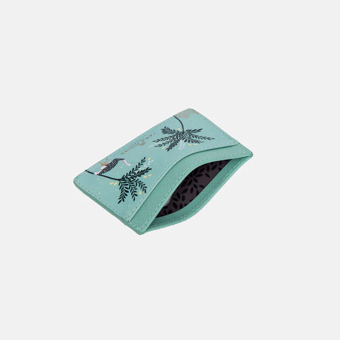 Sara Miller Credit Card Holder - Mint Ostrich & Palms