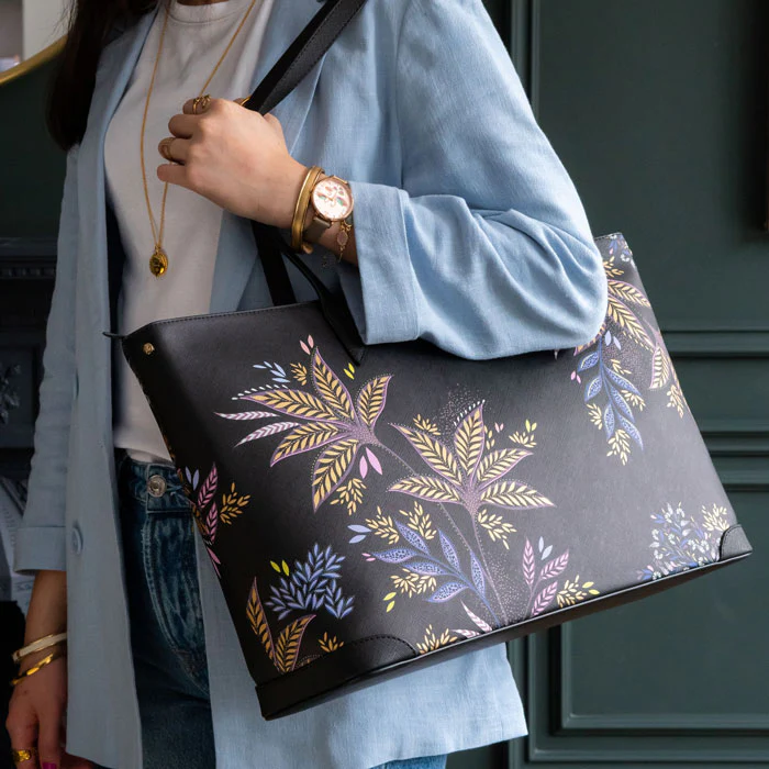 Sara Miller Large Tote - Black Botanic