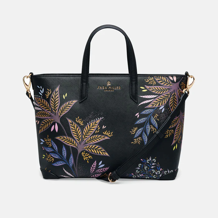 Sara Miller Medium Tote - Black Botanic