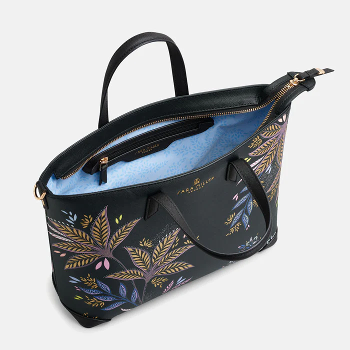 Sara Miller Medium Tote - Black Botanic