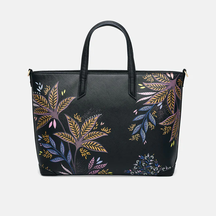 Sara Miller Medium Tote - Black Botanic