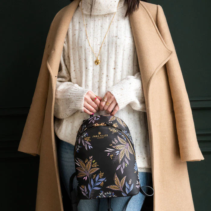 Sara Miller Mini Backpack - Black Botanic