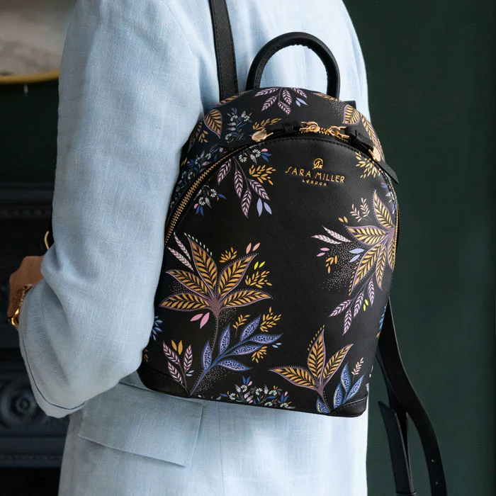 Sara Miller Mini Backpack - Black Botanic