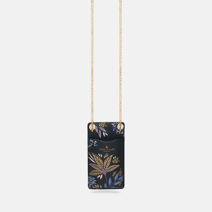 Sara Miller Phone Pouch - Black Botanic