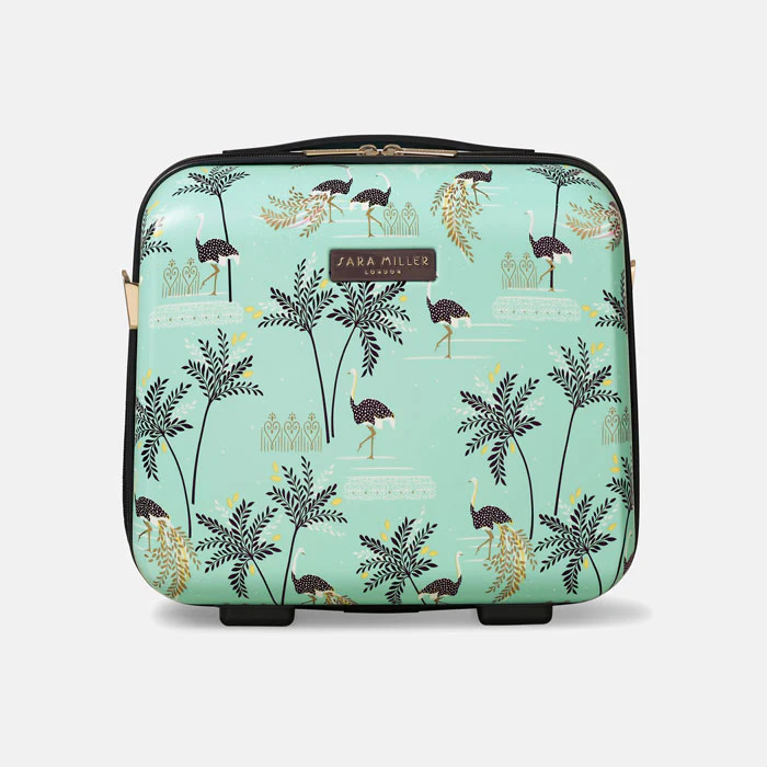 Sara Miller Vanity Case - Mint Ostrich & Palms