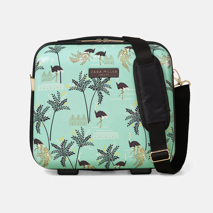 Sara Miller Vanity Case - Mint Ostrich & Palms