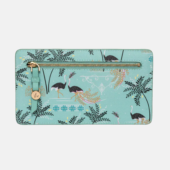 Sara Miller Travel Organiser and Keyring Gift Set - Mint Ostrich & Palms