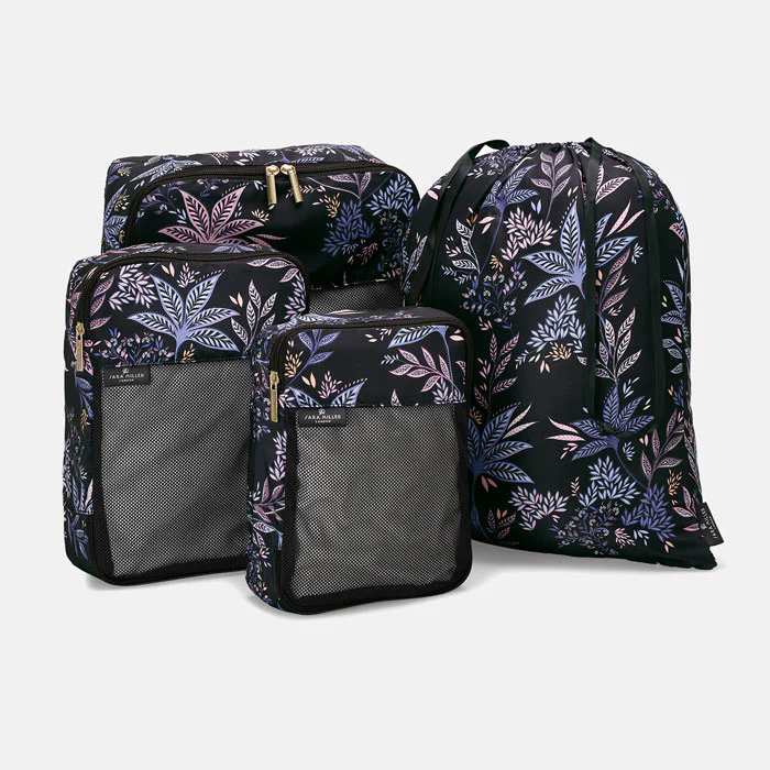 Sara Miller Packing Cube Set - Black Botanic