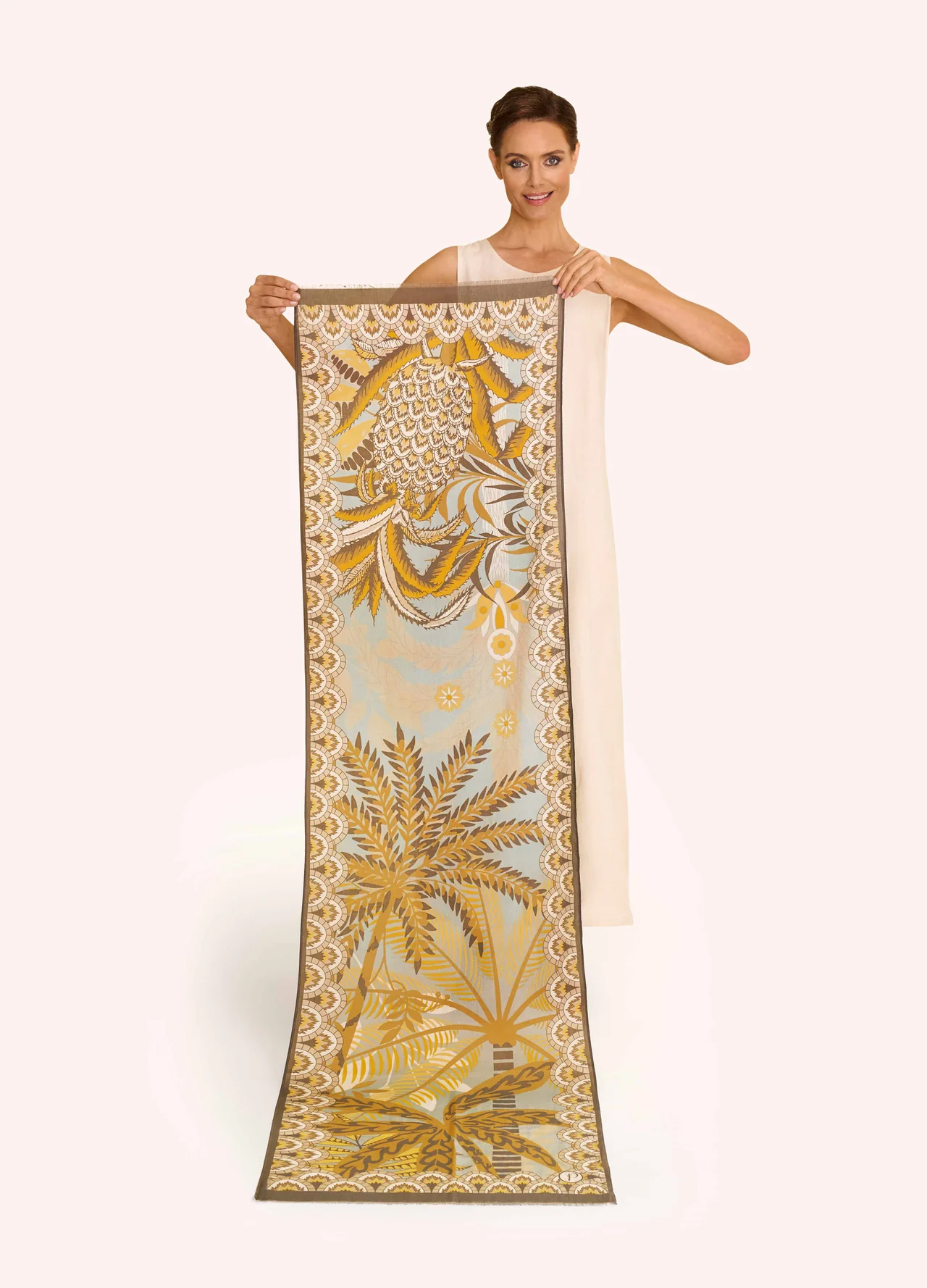 Powder Cotton Scarf - Patterned Palms