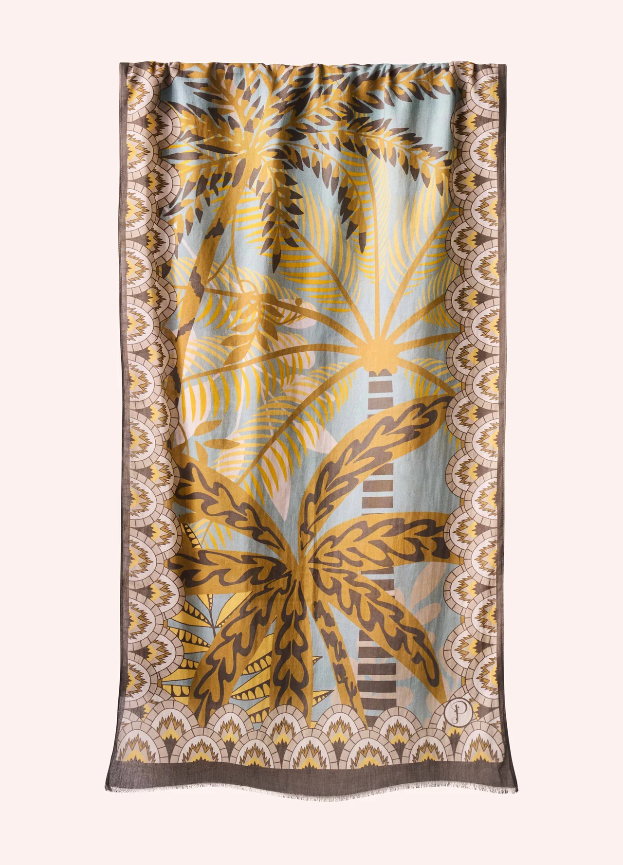 Powder Cotton Scarf - Patterned Palms