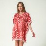 Batela Fish Print Poncho with Red Background