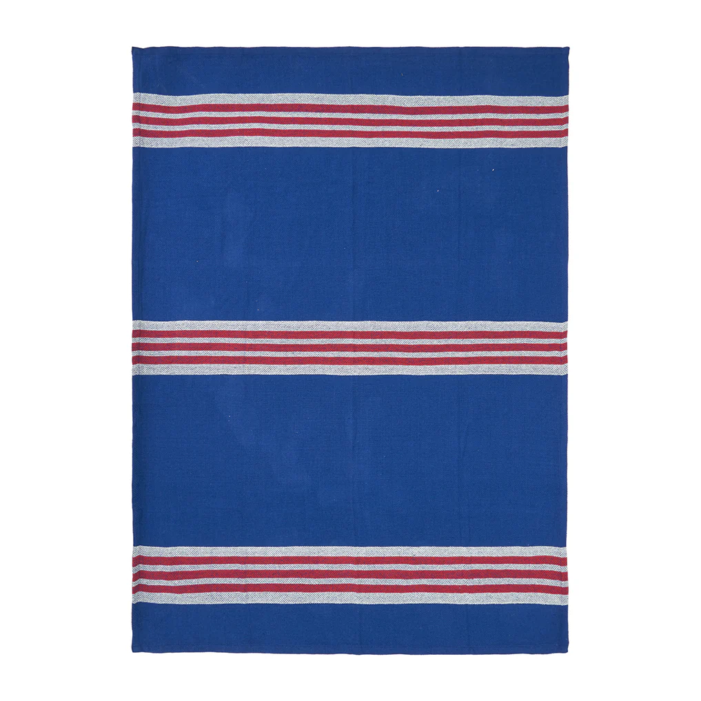 Batela Blue Cotton Striped Blanket