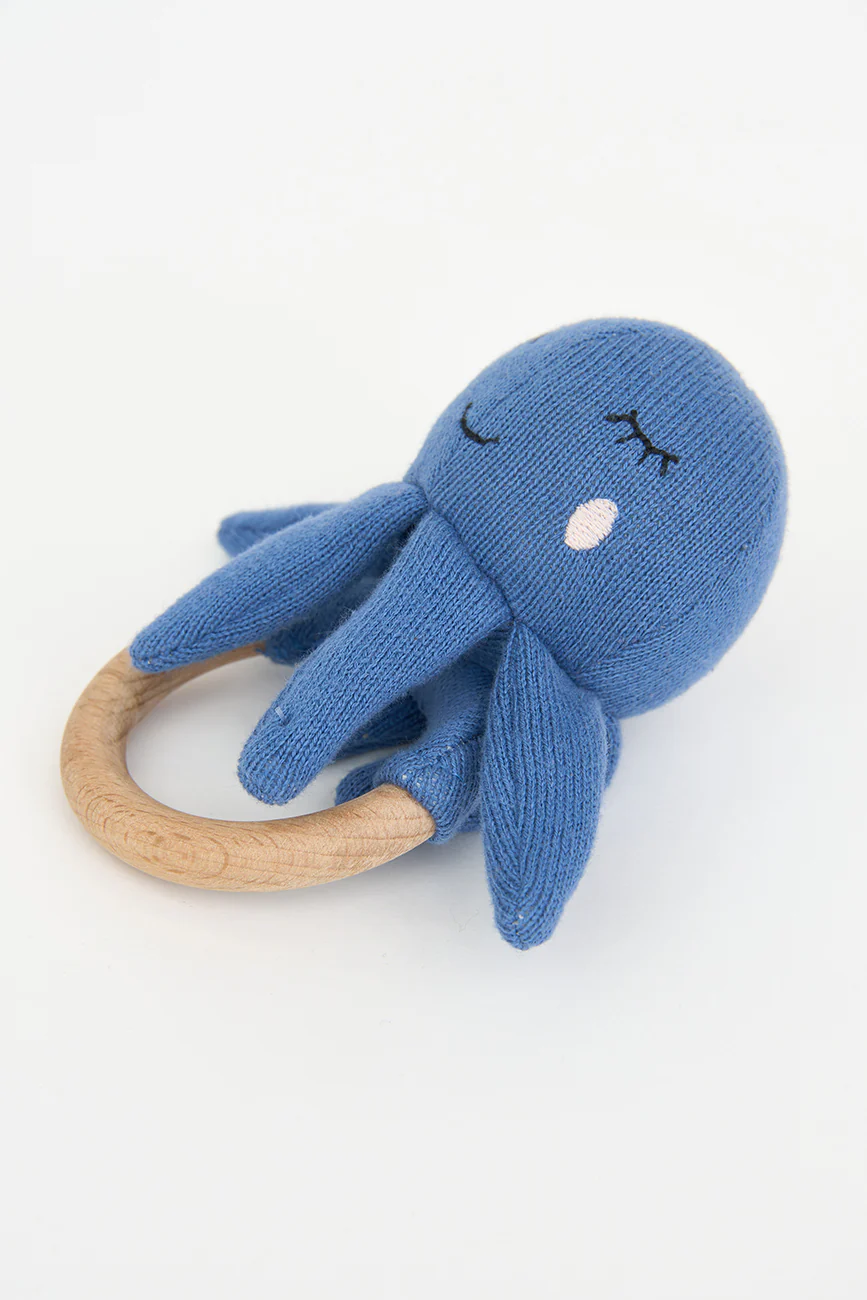 Batela Cotton & Wood Octopus Rattle