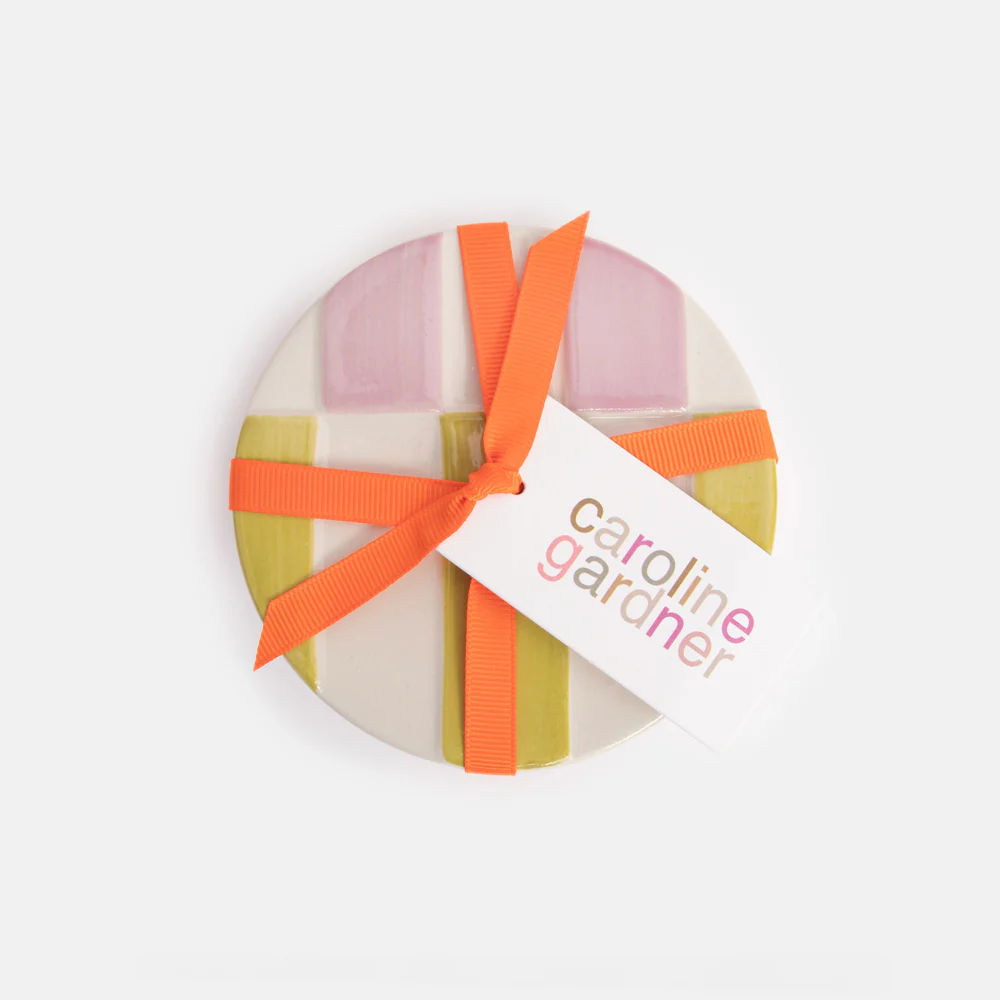 Caroline Gardner Set of 4 Multi Stripe Stoneware Coasters