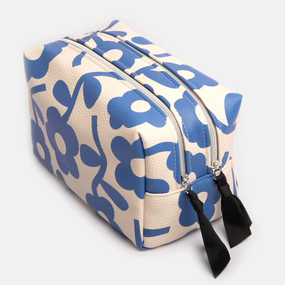 Caroline Gardner Blue Floral Large Travel Wash Bag