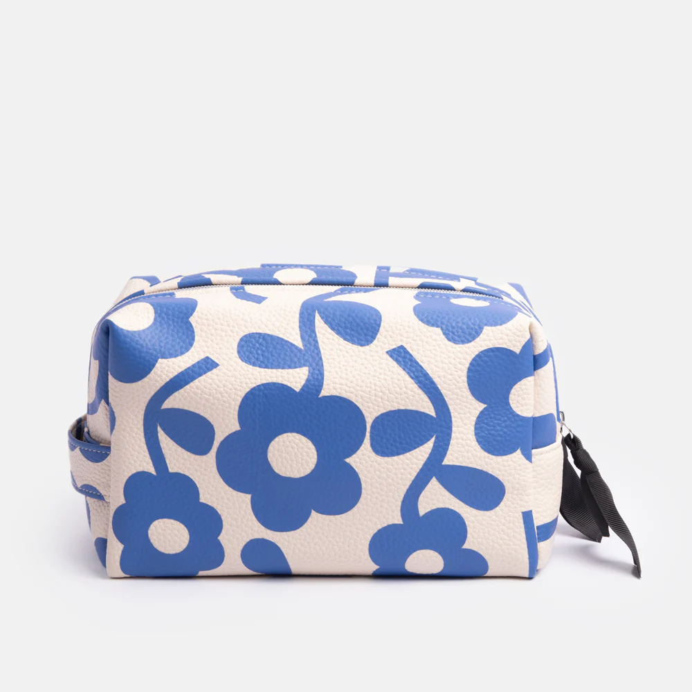 Caroline Gardner Blue Floral Large Travel Wash Bag
