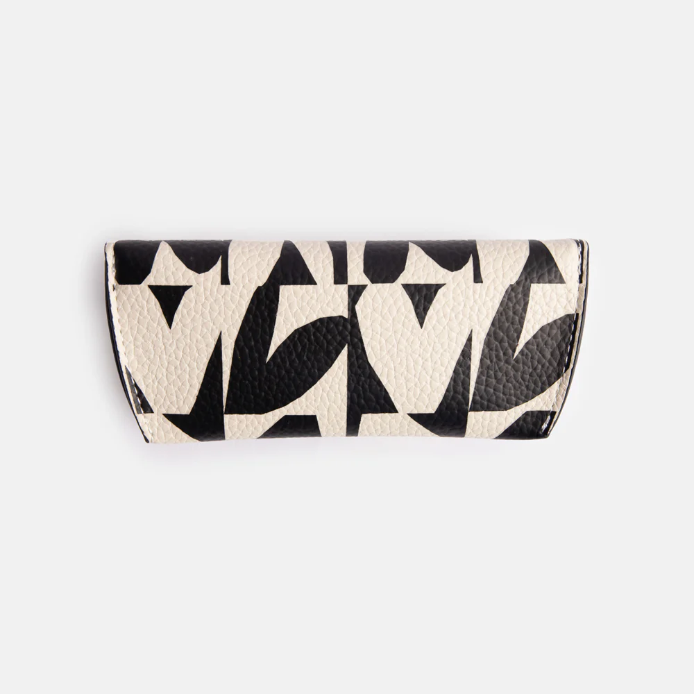 Caroline Gardner Mono Checkmate Hearts Flap Glasses Case