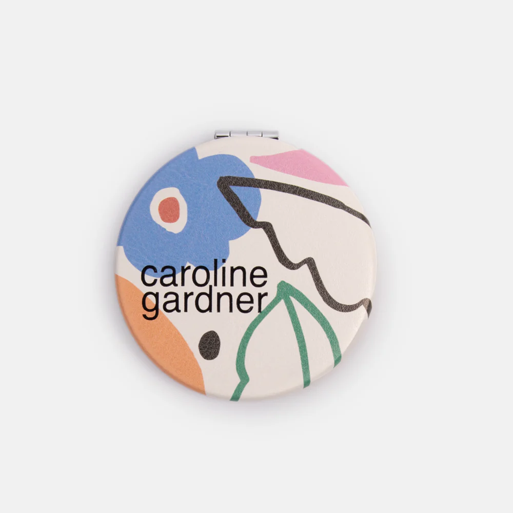 Caroline Gardner Abstract Botanical Round Pocket Mirror
