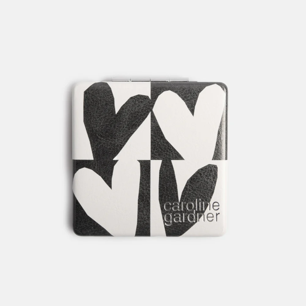 Caroline Gardner Mono Checkmate Square Pocket Mirror