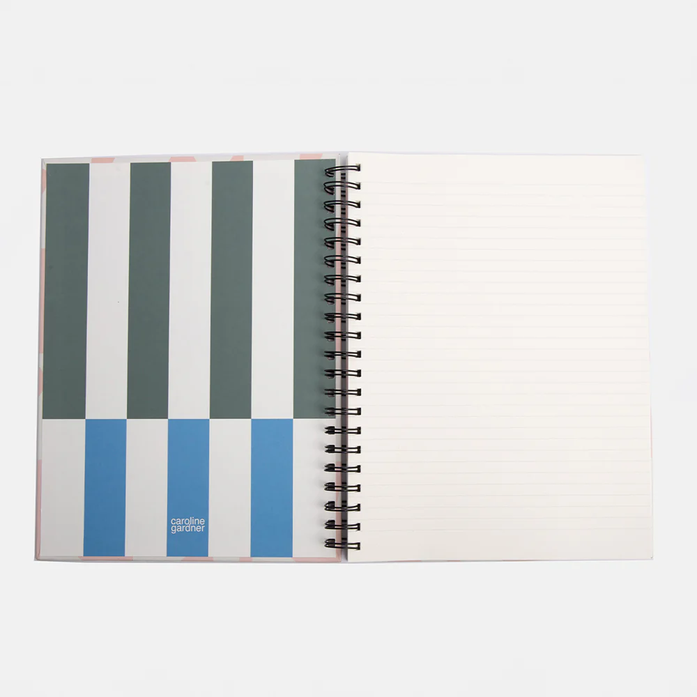 Caroline Gardner Pink Checkmate Hearts A4 Spiral Bound Notebook