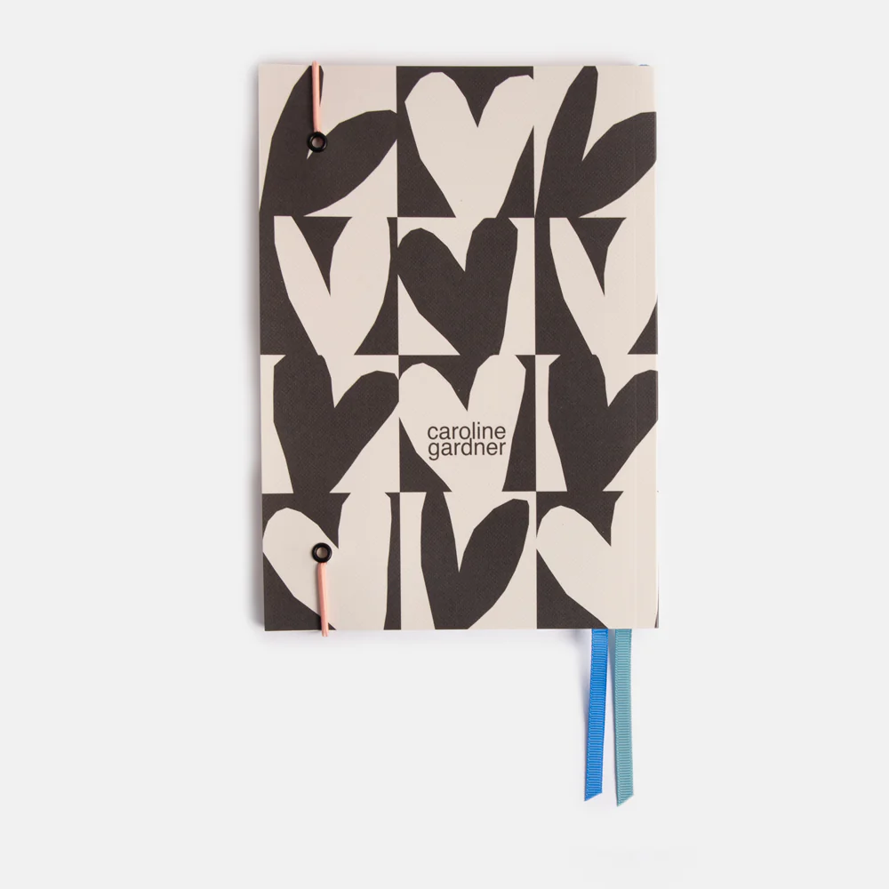 Caroline Gardner Mono Checkmate Hearts A5 Soft Cover Notebook