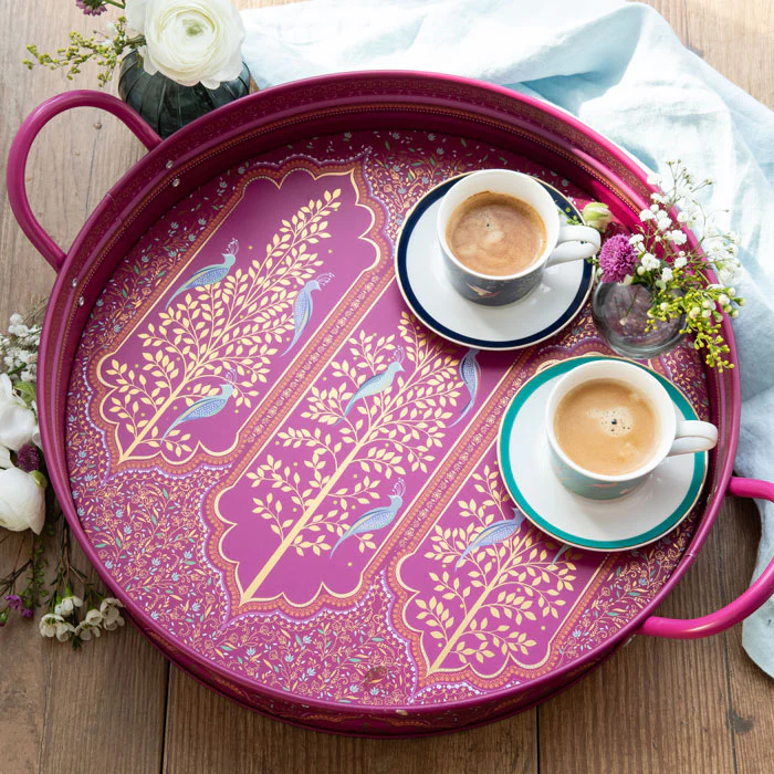 Sara Miller India Scalloped Archways Large Handle Tray