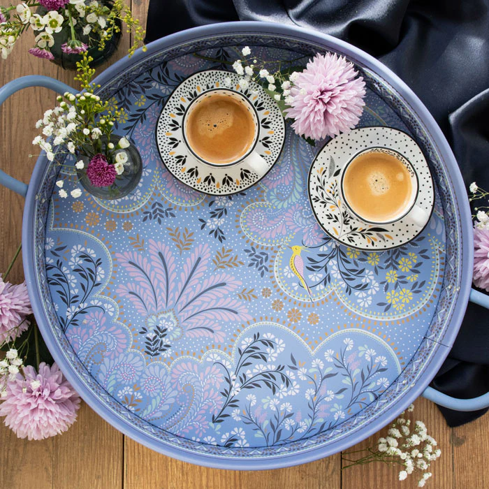 Sara Miller Filigree Large Handled Tray