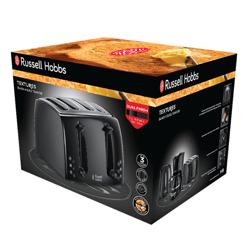 Russell Hobbs Textures 4 Slice Toaster - Black