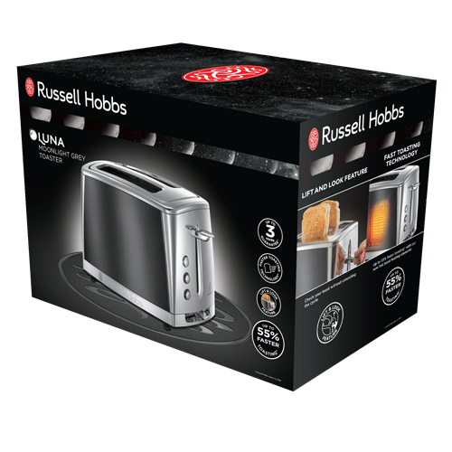 Russell Hobbs Luna 2 Slice Toaster - Grey
