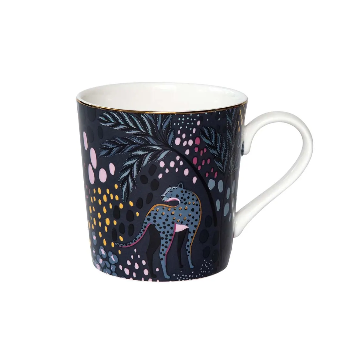 Sara Miller Midnight Leopard Mug