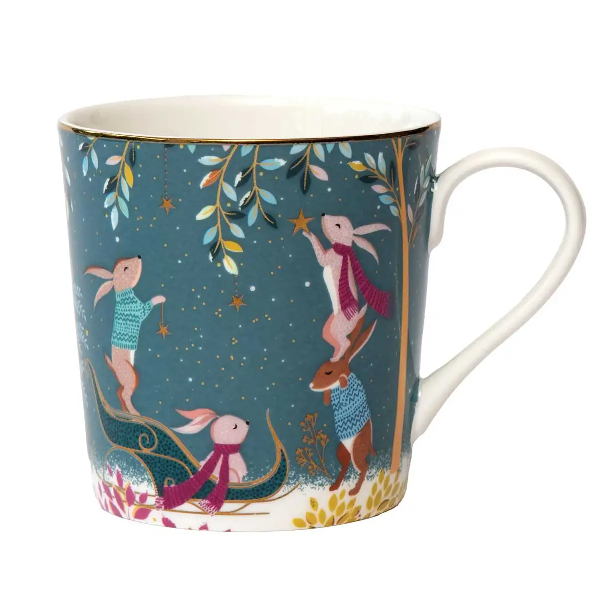 Sara Miller Woodland Tales Mug Rabbit Sleigh