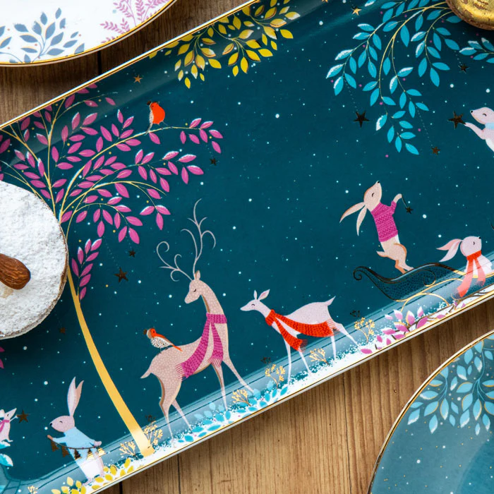 Sara Miller Woodland Tales Sandwich Tray Deer & Robin