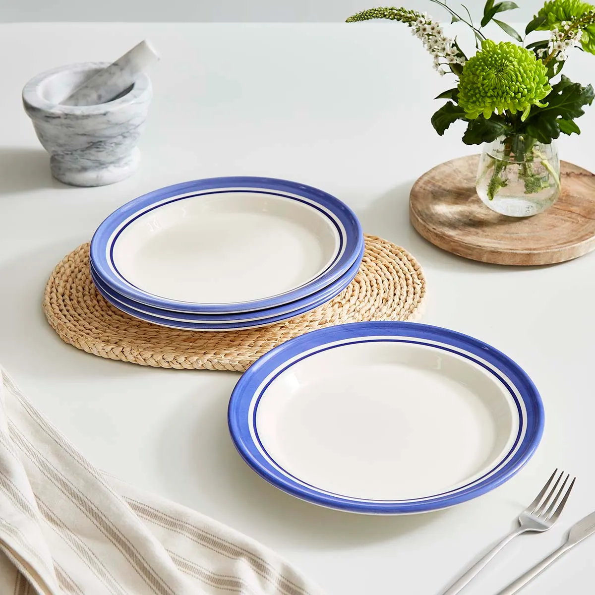 Portmeirion Home Potter's Stripe 10 Inch Plate Blue