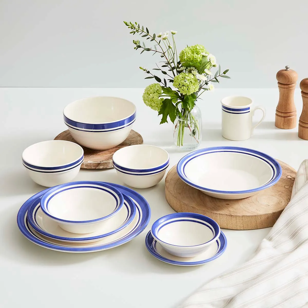 Portmeirion Home Potter's Stripe Oatmeal Bowl Blue