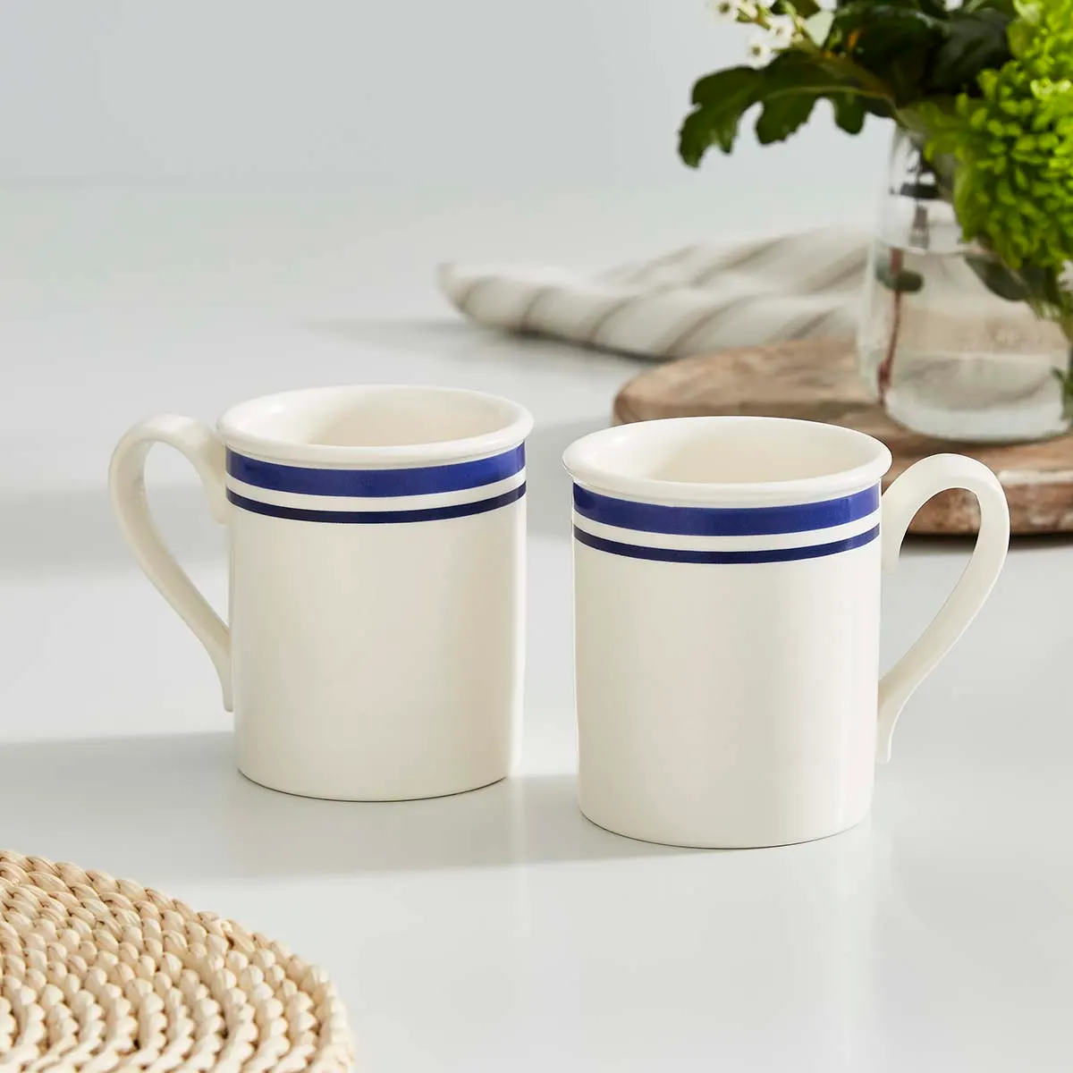 Portmeirion Home Potter's Stripe Breakfast Mug Blue