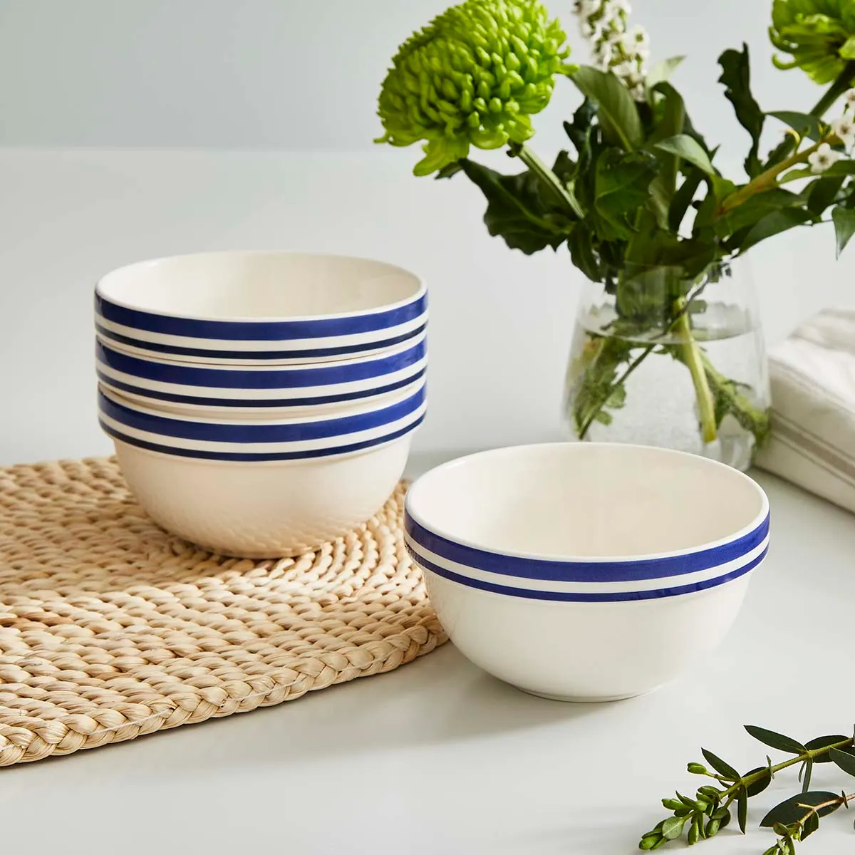 Portmeirion Home Potter's Stripe 5 Inch Stacking Bowl Blue