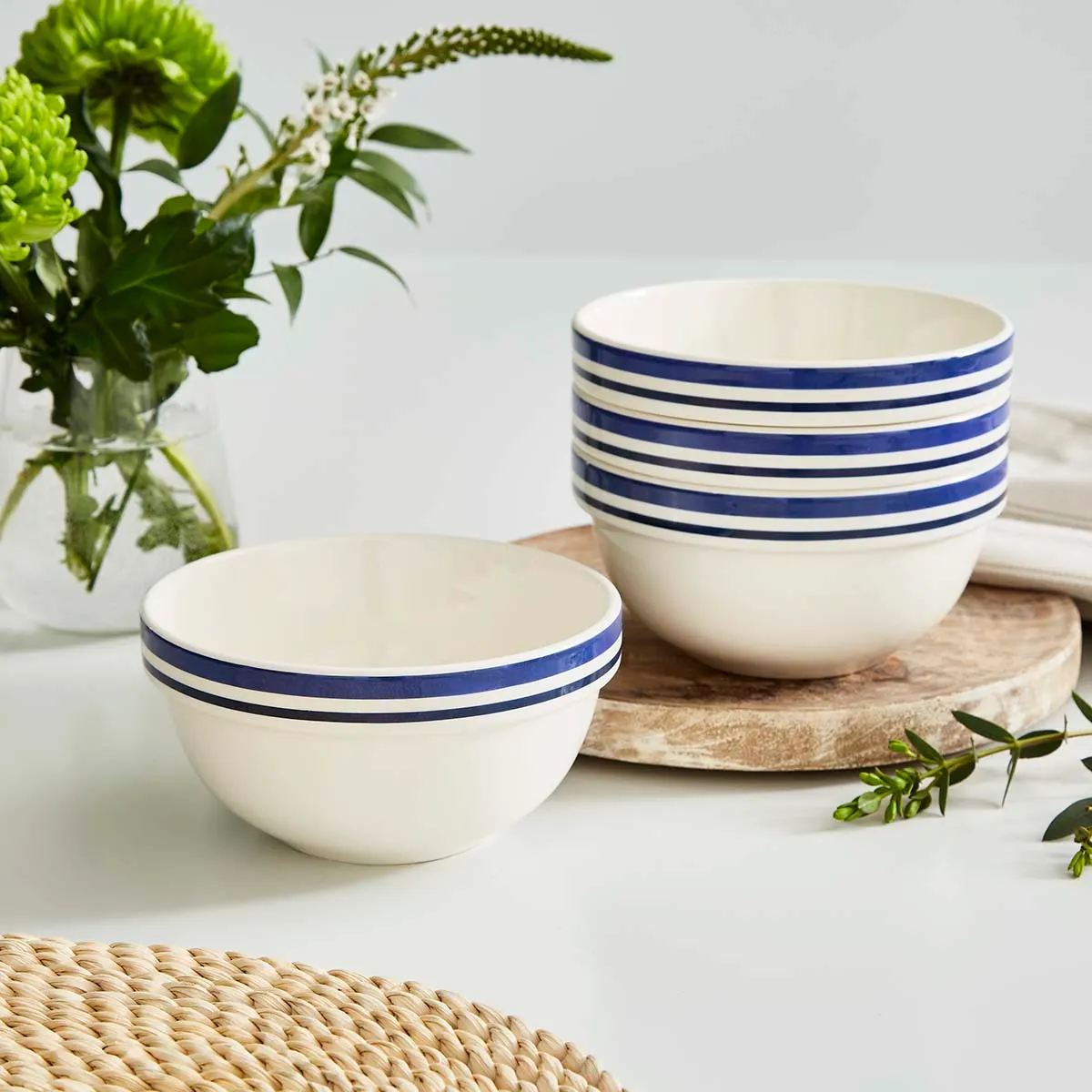 Portmeirion Home Potters Stripe 5.5 Inch Stacking Bowl Blue