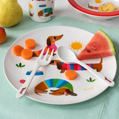 Rex London Children's Melamine Plate - Sunny Sausage Dog